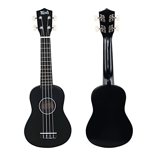 Image of Trendy Soprano Ukulele for Beginners 21 Inch Hawaiian Wood Ukuleles for Adult Student Starter Four Strings Guitar (Black)