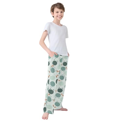 Boys' Pants Cute Green Frog Animal Long Bottoms Jogger Pants Elastic Waist Trousers with Pockets S-XL4