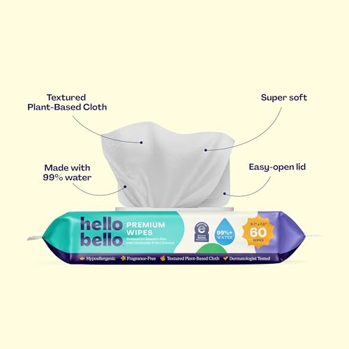 hello bello extra gentle unscented baby wipes plant based made with 99 water and aloe for babies and kids 720 count
