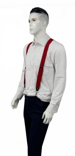 Image of Mens Suspenders with 3 Swivel Hooks Belt Loops 1.4 Inch Wide Heavy Duty Adjustable Braces