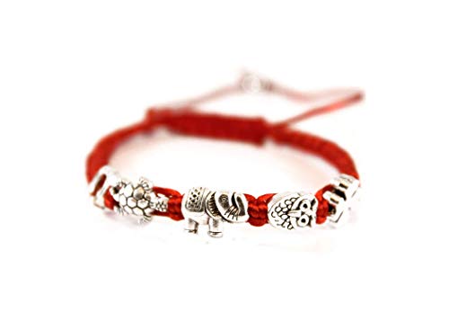 Red String Elephant + Owl + Clover + Turtle + Horseshoe Bracelet