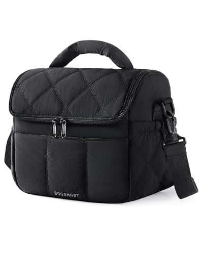 bagsmart Insulated Lunch Bags for Women, 6.7L Leakproof＆Shoulder Strap Waterproof Cooler Bag, Puffy Thermal Lunch Box for Work/School/Picnic/Travel