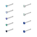 FECTAS Nasenpiercing 18g Silber Edelstahl Nasenstecker 7mm Länge Gerade Dünner Diamant Piercing Schmuck 1.0mm