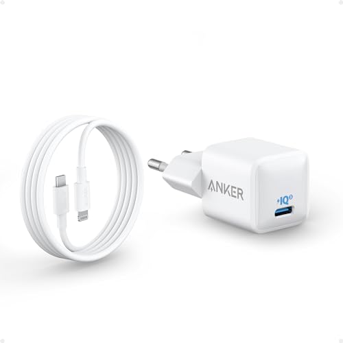 USB C Ladegerät 20W, Anker 511 (Nano), PIQ 3.0 kompaktes Schnellladegerät mit 180cm USB C auf Lightning Kabel (MFi Zertifiziert), iPad Ladegerät für iPhone 14/13 Serie/iPad Pro und mehr