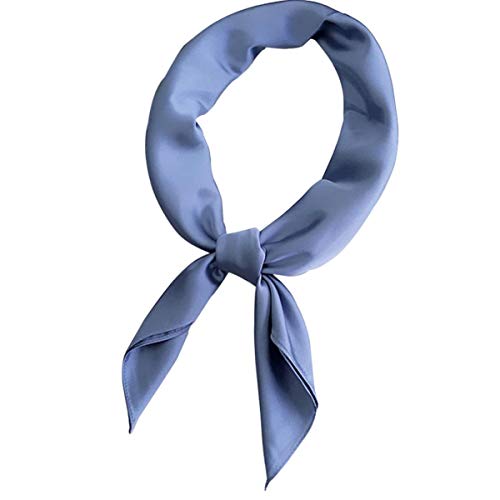 Aisoway Femmes Col écharpe Satin Décoratifs Petite écharpe Carrée Cravat Foulards en Soie Petit Foulard pour Dames (Bleu Clair)