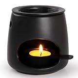 GeeRic Quemador de Vela de cerámica, Lámparas Aromáticas con Cuchara Negro