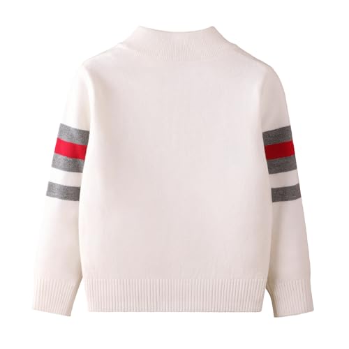 Danny D Boys Quarter Zips Up Chunky Stripe Sweater Kids Knit Warm Pullver Tops﻿ Little Kid Long Sleeve Knitwear Sweater﻿2