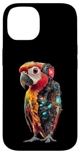 �ʔ����I�E�����{�b�g�������D�ƃT�C�{�[�O�I�E�����{�b�g Robot Parrot Lover Cyborg AI �X�}�z�P�[�X iPhone 14 �p