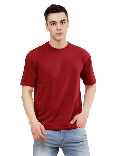 Image of POCKMAN Oversized Fit Mens Round Neck Cotton Blend Half Sleeve Plain T-Shirts.