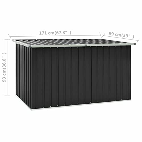 Verderoom Gartenbox Metall Gartenbox Wasserdicht XXL Auflagenbox Metall Auflagenbox XXL Kissenbox Werkzeugkasten Gerätebox Gartentruhe-Anthrazit-171 x 99 x 93 cm