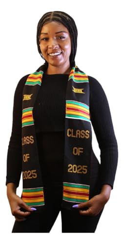 Class of 2025 Kente Cloth Graduation Stole Made in Ghana2