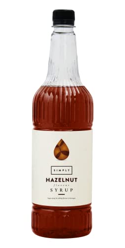 Simply Hazelnut Syrup Vegan & Nut Free Flavoured Syrup for Coffee Cocktails & Baking (1 Litre)