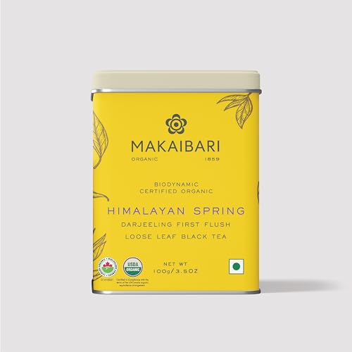 Makaibari Himalayan Spring, Special Edition First Flush Black Tea 100 gm Loose Leaf | USDA Organic Certified Single Estate Loose Darjeeling Black Leaf Tea