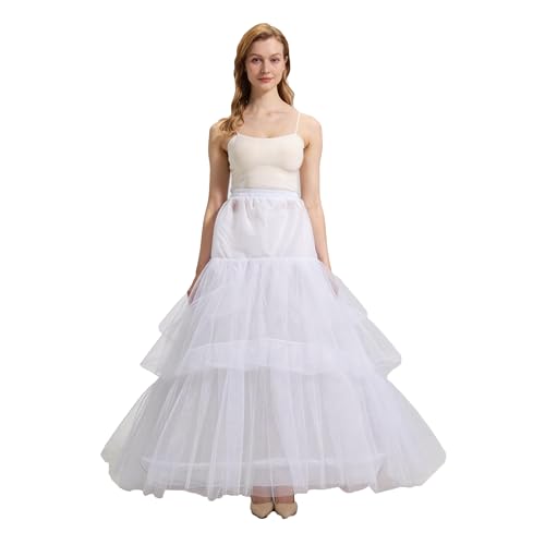 Alverno Long Train - Enaguas de crinolina para novia, 2 aros, color blanco, Blanco8806, M