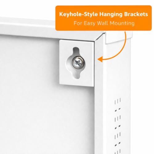 Image of 4 Door Wall Mounted Metal Shoe Rack with Lock | Foldable Shoe Cabinet | Space Saving Shoe Organizer for Home | Ventilated Steel Shoe Stand Holds 16-24 Pairs (White)