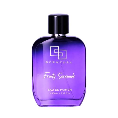 Image of Scentual Fruity Serenade Eau De Parfum Parfume with Cassis, Lemon, Violet, May Rose, Freesia, Vanilla, Ambroxan, Patchouli & Woody Notes|Premium, Long Lasting Fragrance for Unisex, 100ML