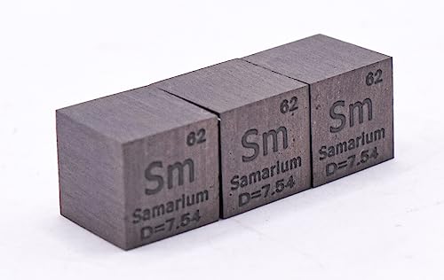 Image of 0.39 inch 10mm Samarium Metal Cube Sm up to 99.9% Pure Periodic Table Element Engraved Density Collection Science Education Display Block Cube + Acrylic Case Box - 1PC