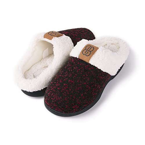 Bandolino Womens Sherpa Cuff Clog Slippers, Warm Fuzzy Indoor Outdoor House Shoes, Cozy Rubber Sole Bedroom Slip Ons3