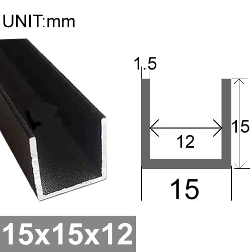 Perfil de canal en U de aluminio, paquete de 2, 50 cm de longitud, ranura de 5 x 10 mm, para proyectos de bricolaje, mejoras del hogar y manualidades, duradero y ligero