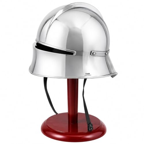 THORINSTRUMENTS Medieval German Sallet Helmet Gothic Close Helmet for LARP, Cosplay, Renaissance Fairs, Halloween, Historical Reenactment
