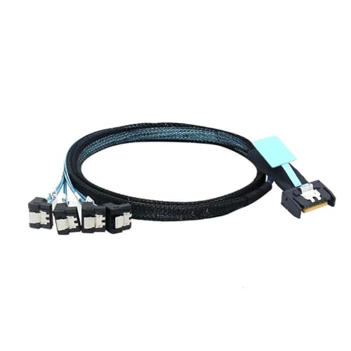Cable Interno PCIE Slimline M1ni S/AS MCIO SFF-8654 4I 38P a 4X SATA 90 Grados 0.8m miniatura 5