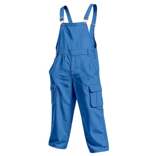 Mens Bib Overalls Loose Fit Denim Cargo Workwear Baggy Jeans Blue - image 2