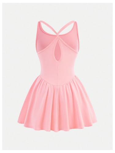 Girl's Tennis Golf Sport Dress with Built in Shorts Criss Cross Racerback Workout Athletic Dresses2