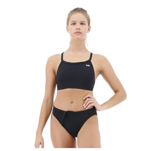 TYR Women's Durafast Diamondfit Workout Bikini for Swim Racing and Training, Black, Small