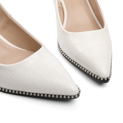 Image of YODEKS Slingback Heels for Women Pointy Toe Beaded Heels Close Toe Kitten Heel Pumps 2.5 Inch Stiletto Pumps Wedding Party Dressy Shoes