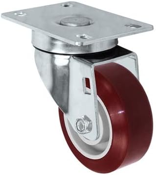 CasterHQ - 3" X 1.25" Light Duty Maroon Polyurethane on Gray Wheel - Stainless Swivel Caster 275 lbs Capacity