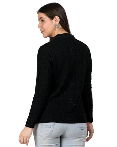 Image of Lady Willington Women Woolen Round Neck Self Design Cardigan Heavy Rainbow Fabric Cardigan Winter Wear Pure Wool Cardigan for Women Free Size Long Cotty Warm Cardigan Free Sizes