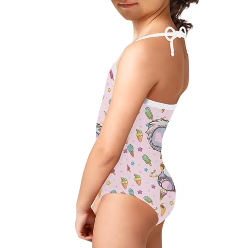 Image of Girls One Piece Swimsuit Beach Bathing Suit Toddler Floral Halter Straps Swimwear for 1-10 Years