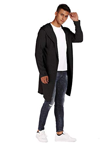 Mens Cardigan Long Open Front Draped Lightweight Hooded Sweater with Pockets3