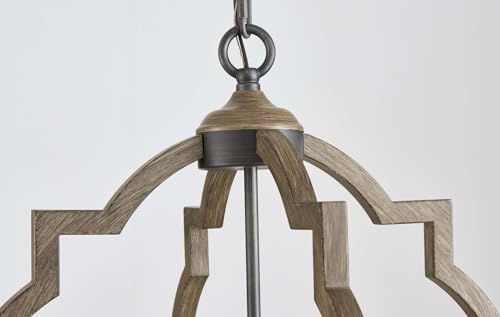 Saint Mossi 4-Lights Stardust Distressed Oak Finish Farmhouse Chandelier Light Fixture,Rustic Globe Chandelier Style,Globe Pendant Light Farmhouse Pendant Light Fixtures,H22" x D20",Chain Adjustable