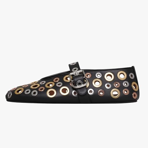 Fashion Buckle Ballet Flats Women's Delicate Metal Buckle with Rivet Holes Mary Jane Comfort Flats2