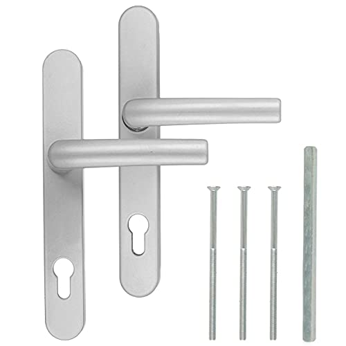 Premium Drückergarnitur DHS 92mm - Schildbreite 32mm, Farbe:Silber F1, Griffart:Griff-Griff Cover