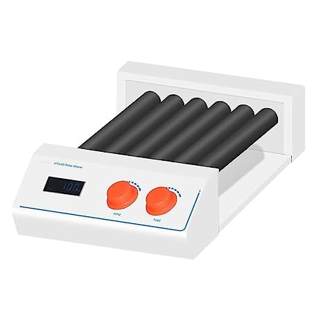 Dispaly Roller Mixer Shaker Mixing Tool Shaking Instrument with Number of Rollers 6 Operating Time Setting 1 to 99h59min Speed Range 20 to 100rpm Power Supply 100 to 240v 50/60HZ