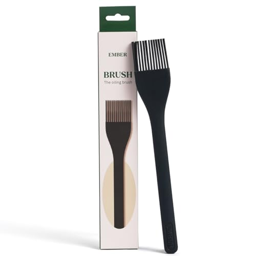 Image of Ember Cookware Silicone Oil & Basting Brush 21 cm | 230C Heat Resistant | Platinum Grade Silicone | Food Safe Pastry Brush | Easy to Clean Bristles | Non Absorbent | Black