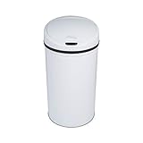 Cubo de basura automático redondo con sensor, pantalla de función LED y tapa de plástico extraíble, así como un práctico anillo para fijar la bolsa de basura - ideal para todas las habitaciones en la casa