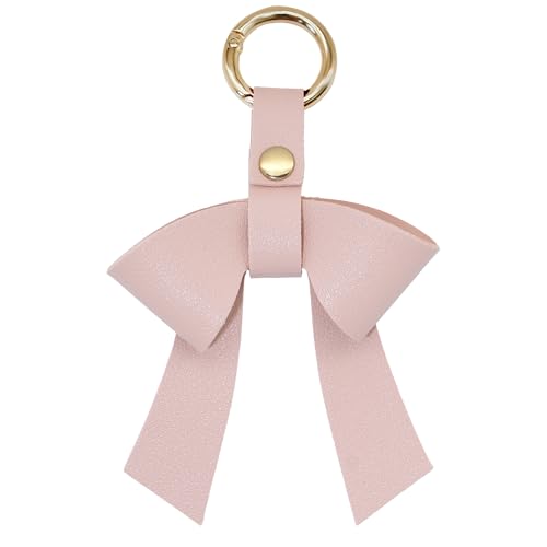 Yeeyeow Leather Bow Keychain for Car Keys Bag Handbag Purse Thanks Gift,Elegant Cute Bow Accessory for Women（Pink）