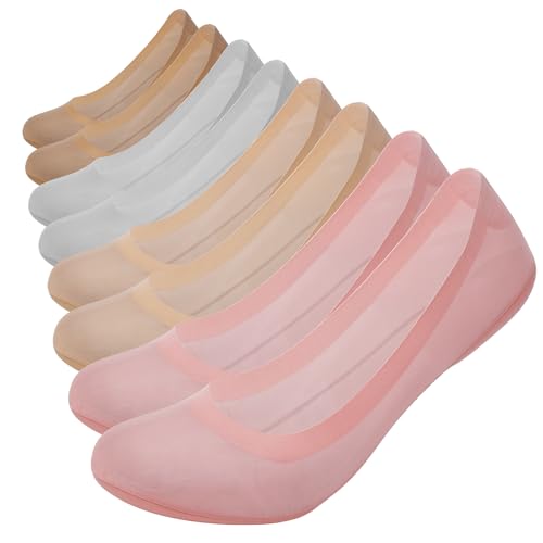 Upoume No Show Socks Womens no show sock Sponge US,Alpha,One Size,Regular,Regular,one pair of skin-toned, one pair of gray,one pair of deep skin-toned, and one pair of lotus root pink invisible socks