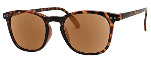 I-Sential Reading Sunglasses Tortoise Brown Flex Temples UV400 Brown Lens Sun Readers Mens Womens Tinted Glasses & Case +1.50