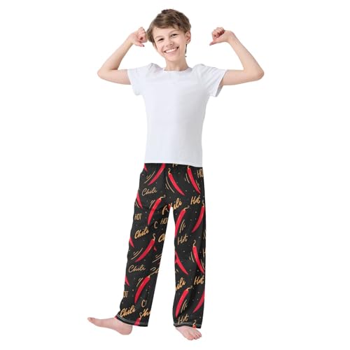 ZZXXB Chilli Boys Long Pants Soft Trousers Elastic Waist Kids Lounge Bottoms with Pockets S-XL2