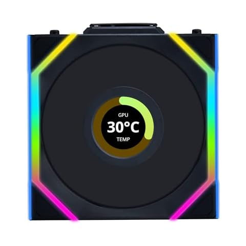 Lian Li UNI Fan SL - LCD Wireless 120 (Reverse Blade) - ARGB Fan - 1.6" LCD Display - 2.4 GHz Wireless Control - Wireless Controller NOT Included & Required for use. - Black (12RSLLCD1W1B) Cover
