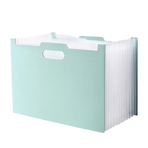 LOYELEY ドキュメントスタンドA4 13ポケット 加厚発泡PP 持ち運び 書類ケース 卓上収納 クーポン分類 ファイル 大容量 書類ケース 伸縮ファイル 自立式 書類収納 (グリーン)