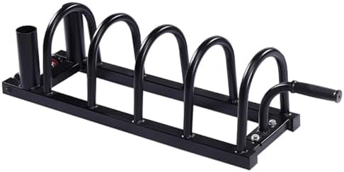 Barbell Plate Rack with Wheels and Handle, Steel Weight Plate Storage Stand, Multifunctional Weightlifting Gym Organizer -Black-Size M