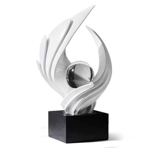 XYQXYQ Sculpture d'art abstrait, statue décorative en résine dorée, ornements blancs modernes pour salon, Decorativas Modernas pour table basse, entrée et...