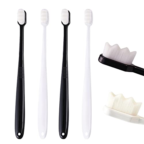 GWAWG 4 Pièces Brosse à Dents Manuelle Souple Micro Nano Brosse à Dents à Poils Extra Doux avec 20,000 Poils pour Gencives Fragiles Enfants Adultes Cover