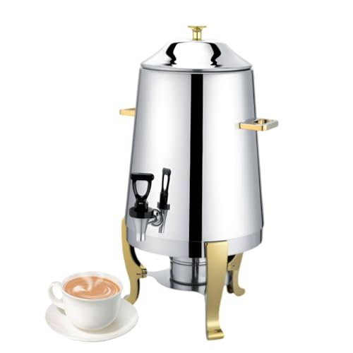 AIZYR Dispensador De Bebidas De 13 L, Cafetera con Bandeja De Combustible Dispensador De Bebidas Dispensador De Calentador para Fiestas, Eventos Y Catering,Oro
