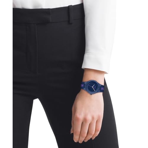 Image of HUGO #Lit for Her Qtz Basic Blue Round Dial Women's Watch|Blue Silicone Material|Blue Color Band - 1540167